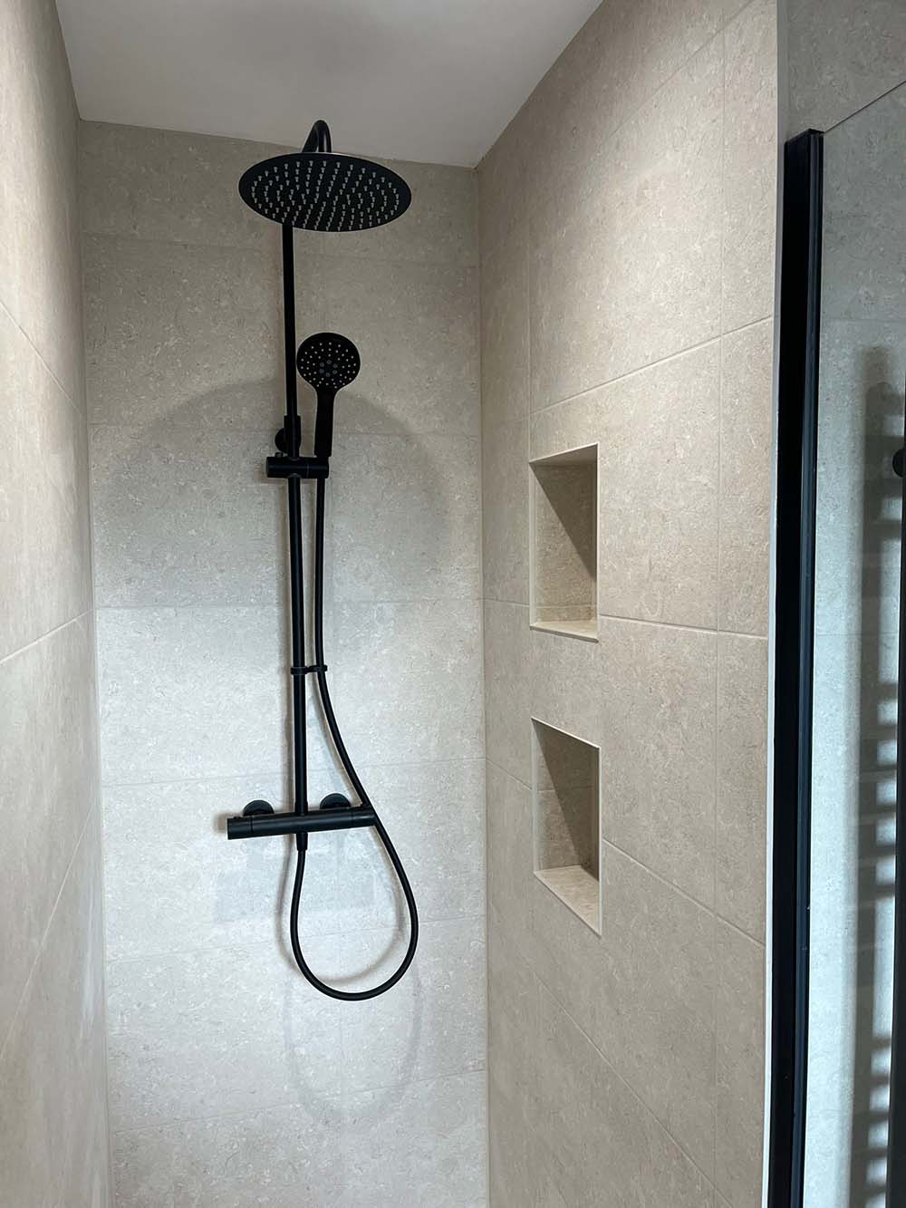 black shower installation by Morris-Last plumbing and heating services, Rossendale